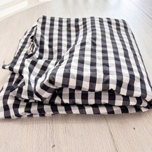 SERENA & LILY Black PERENNIALS GINGHAM Check Cotton Percale Flat Sheet KING